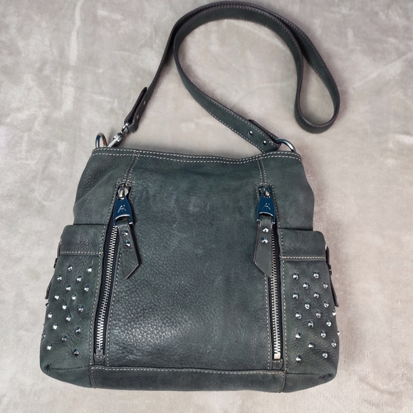 Aimee Kestenberg Studded Nubuck Leather Crossbody Shoulder Bag EUC - Picture 3 of 13